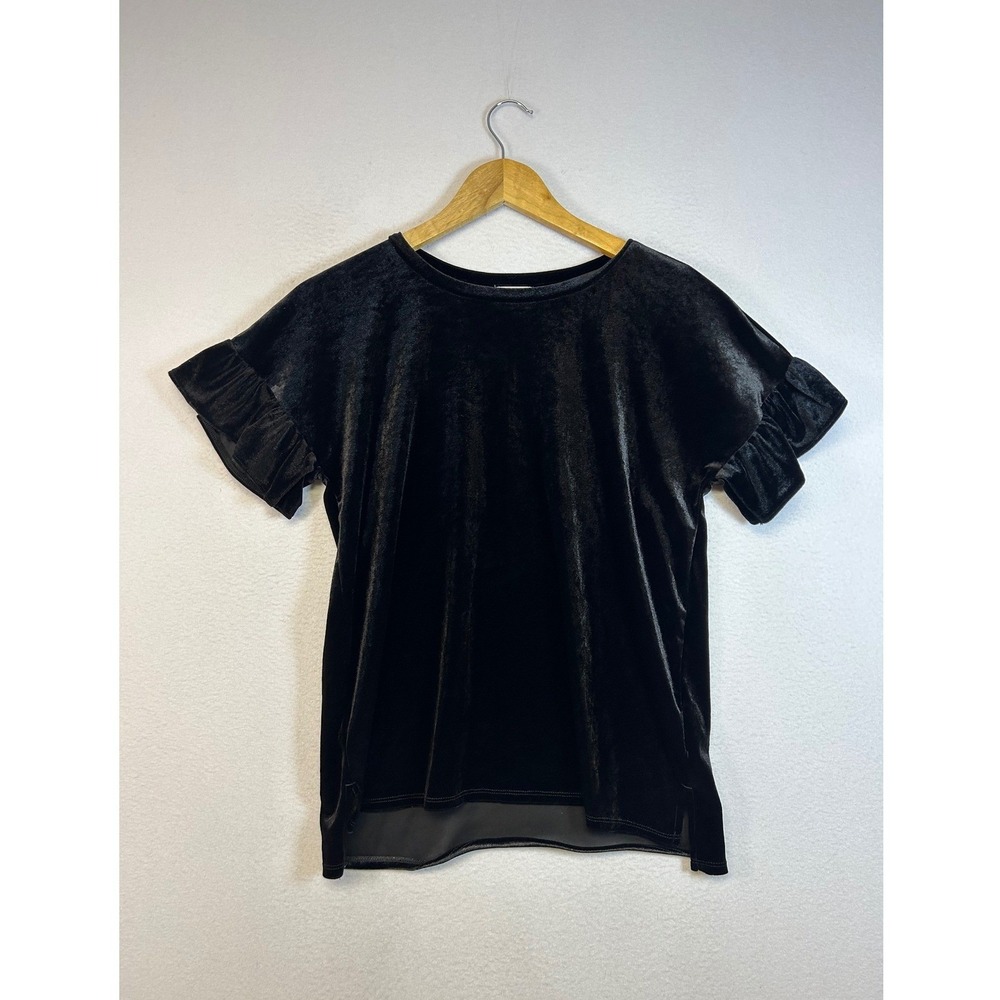 Velvet Goth Old Navy Women‎ XL Black Ruffle Sleeve High Low Hem Blouse Top